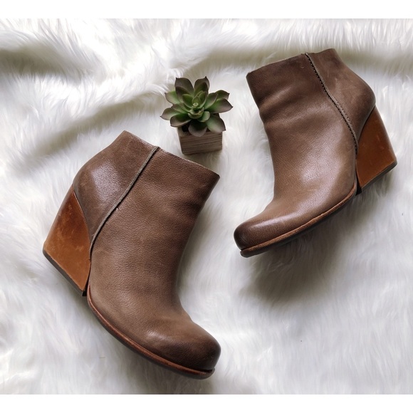 Kork-Ease Shoes - Kork Ease Natalya Brown Leather Wedge Ankle Boots